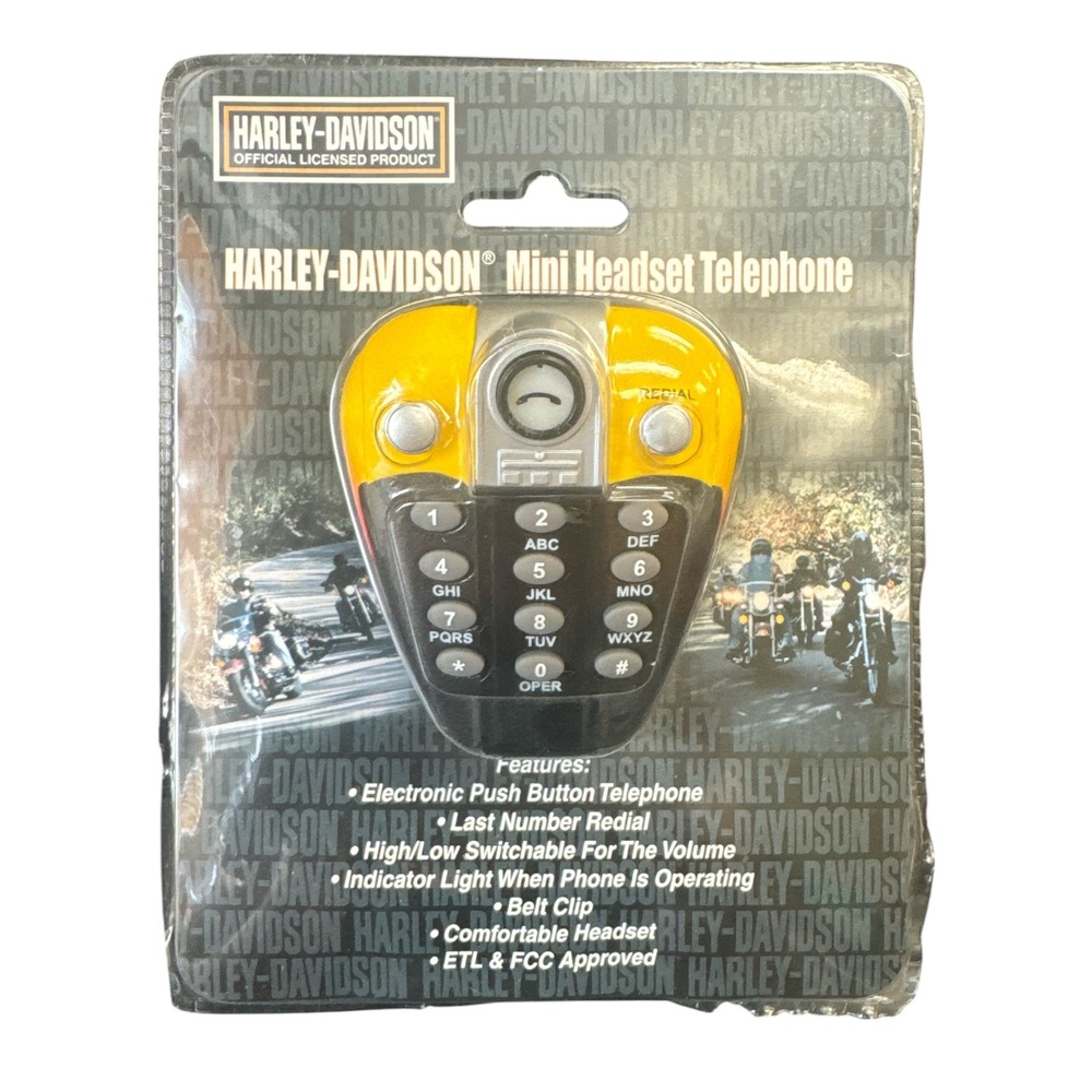 Harley-Davidson Mini Headset Telephone Telemania Yellow Black Vintage 025806 NEW